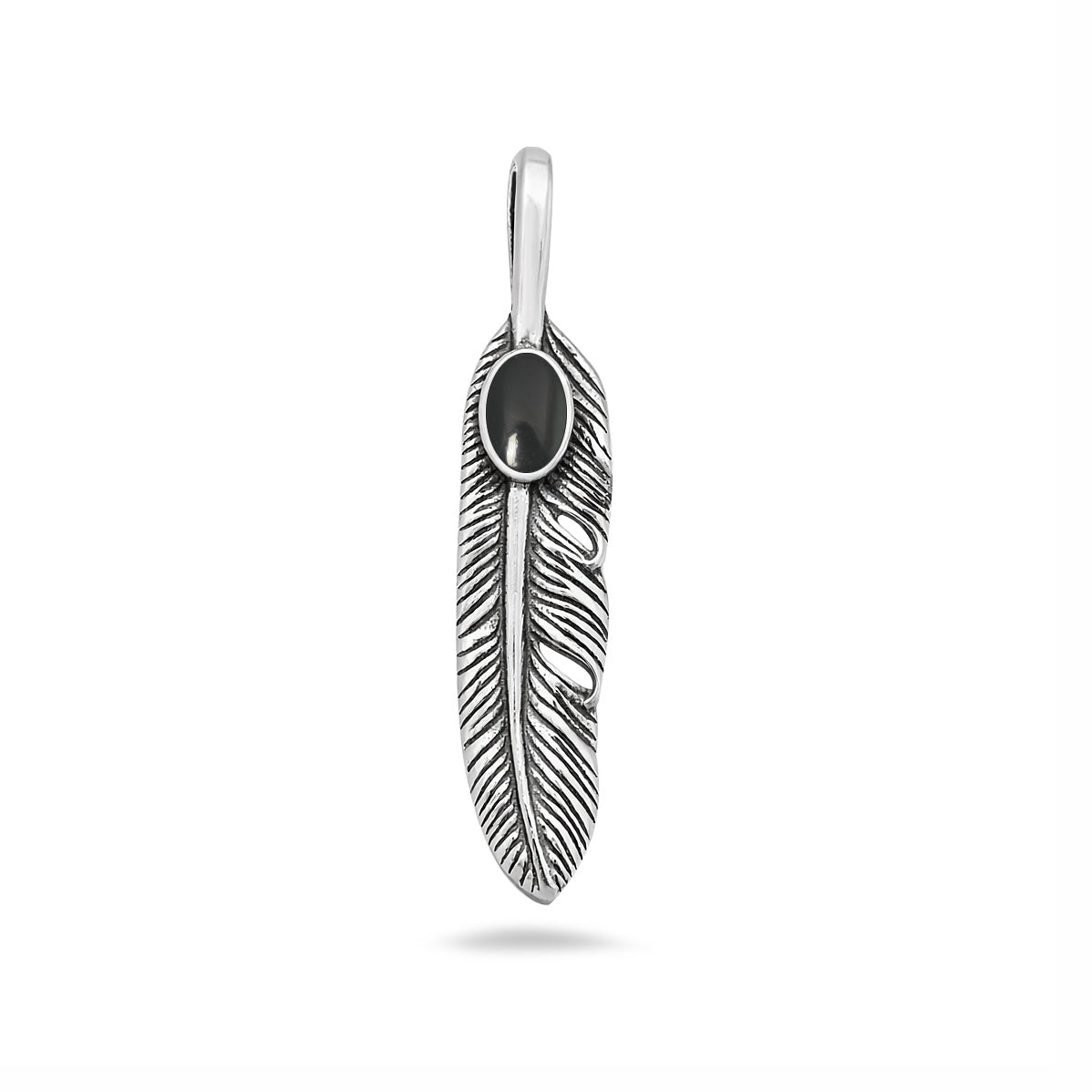 Silver Stone Pendant - Feather