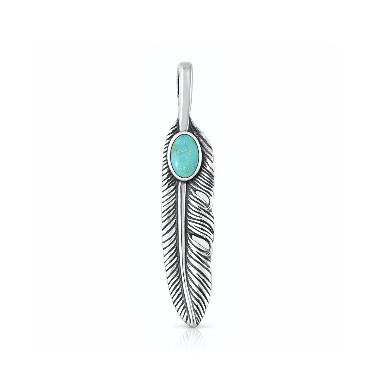 Silver Stone Pendant - Feather