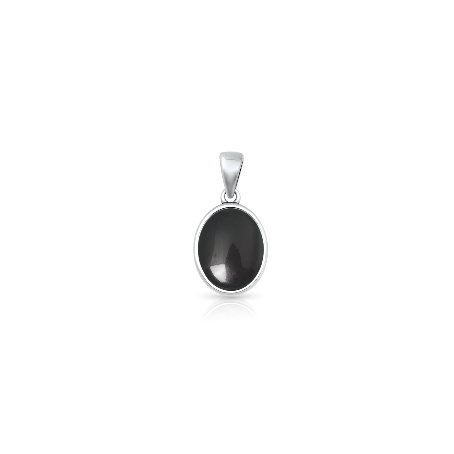 Silver Stone Pendant - Oval Onyx