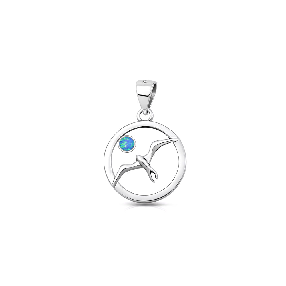 Silver Lab Opal Pendant - Bird