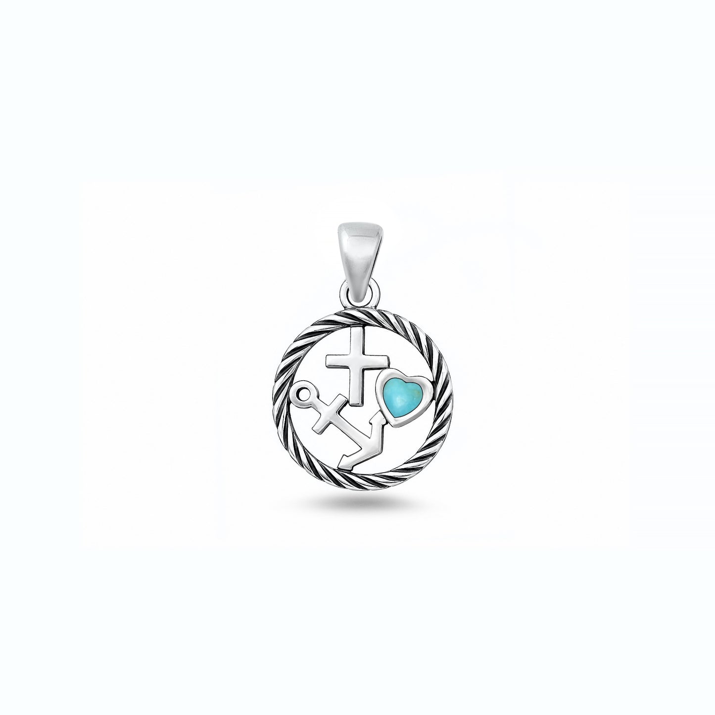 Silver Stone Pendant - Faith Love Hope