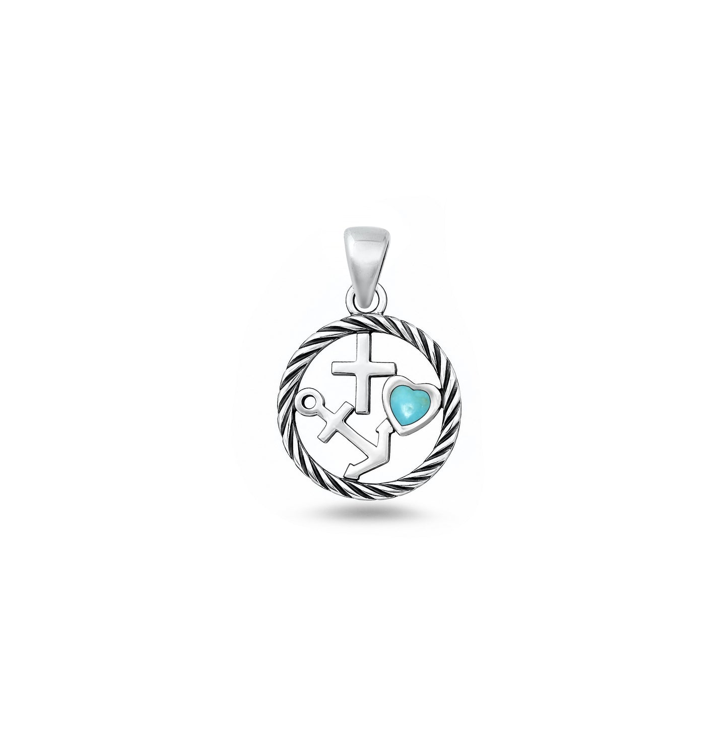 Silver Stone Pendant - Faith Love Hope