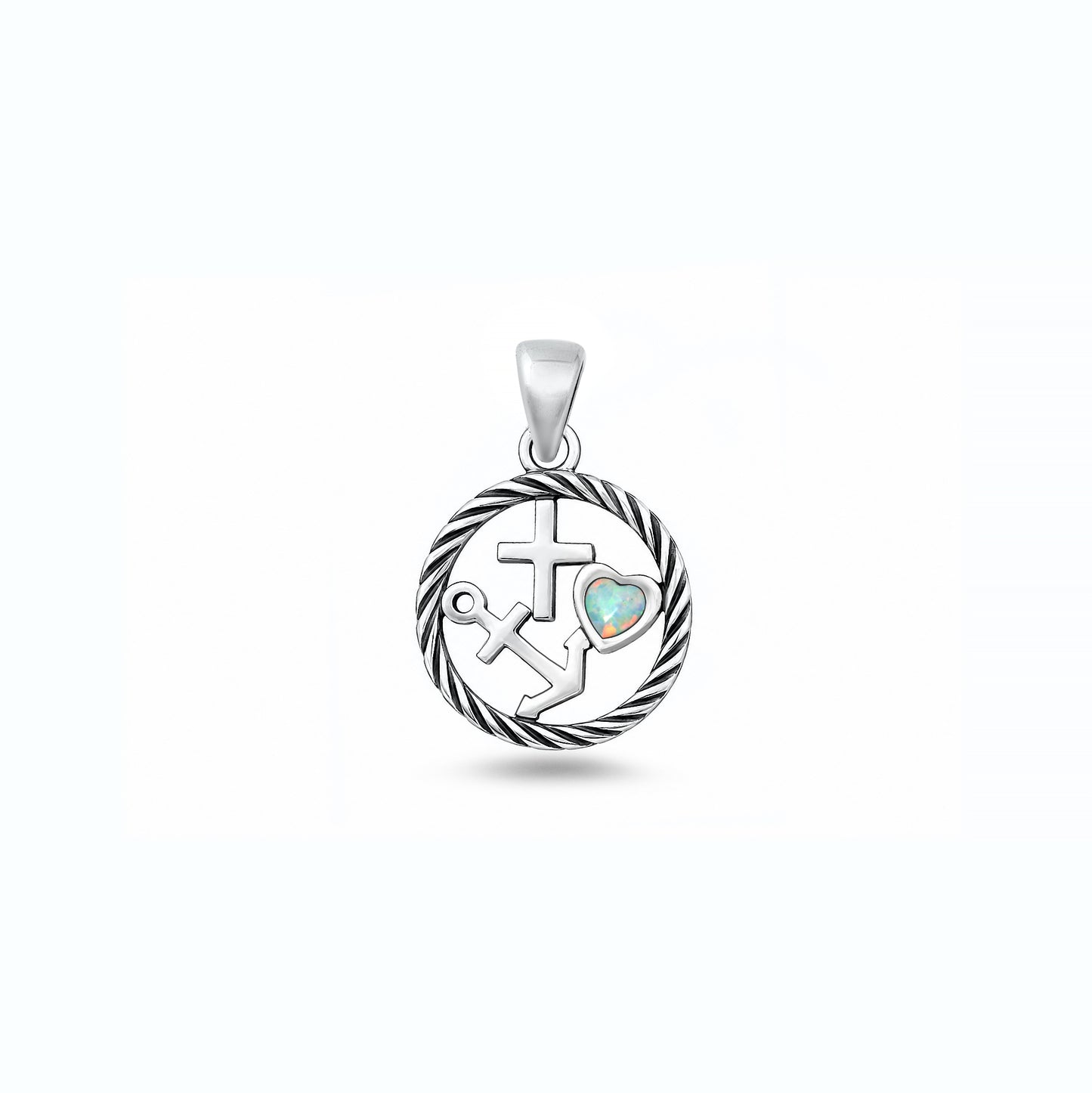Silver Lab Opal Pendant - Faith Love Hope