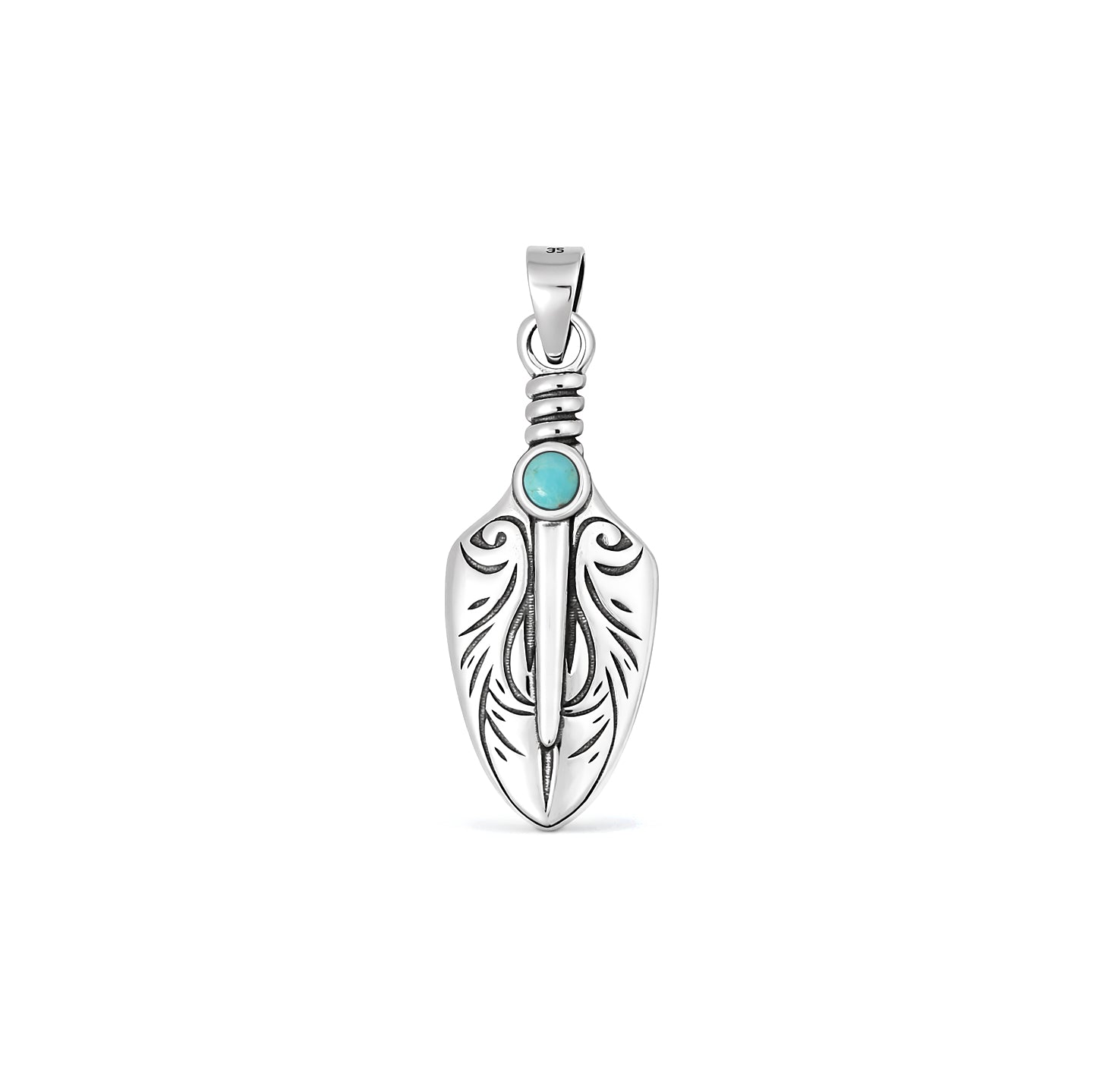 Silver Stone Pendant - Tribal Dagger