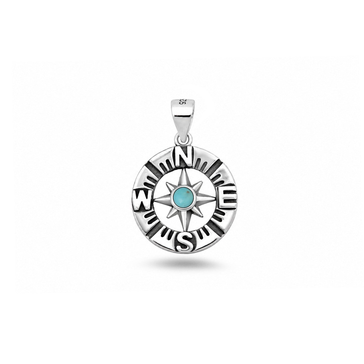 Silver Stone Pendant - Compass