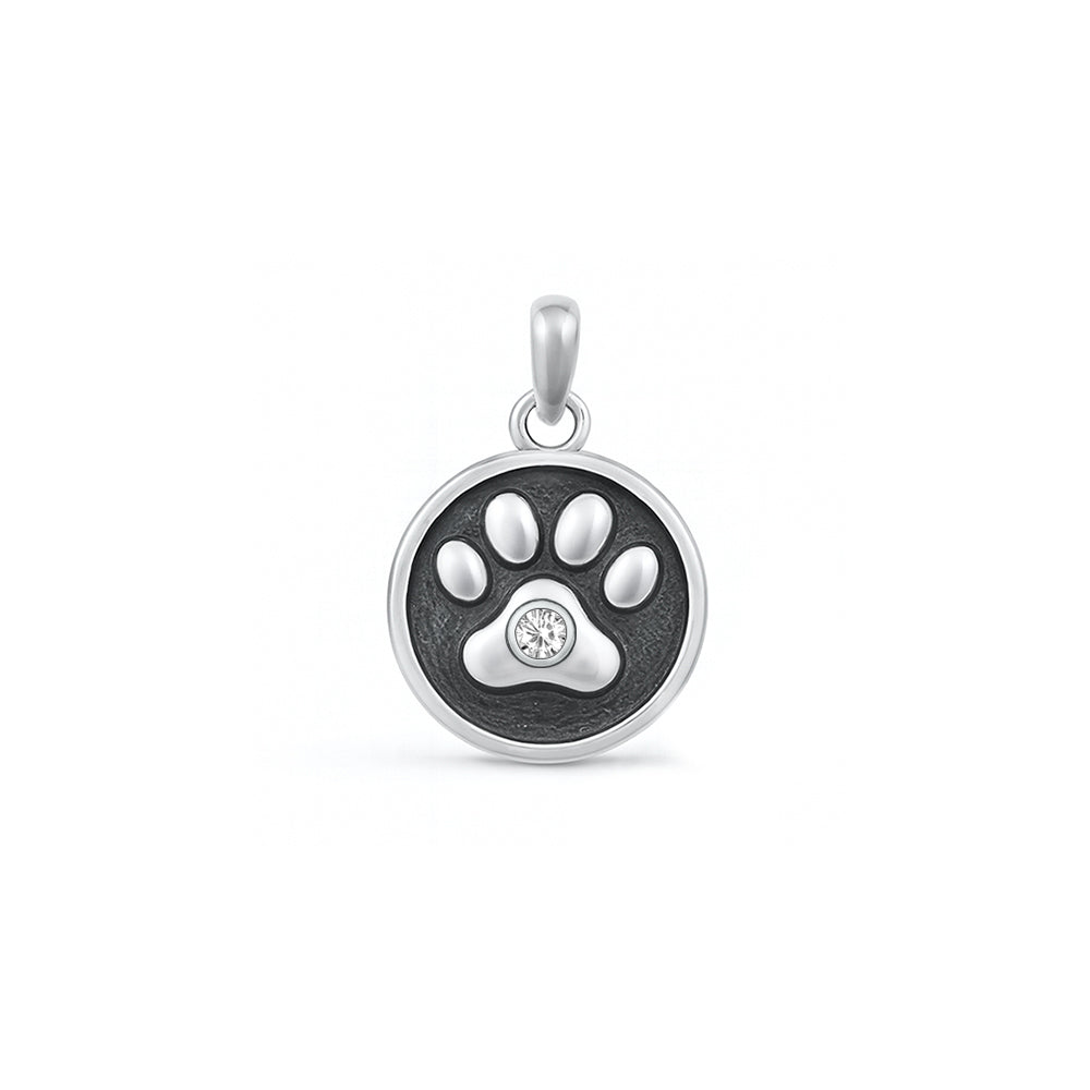 Silver Stone Pendant - Paw Print