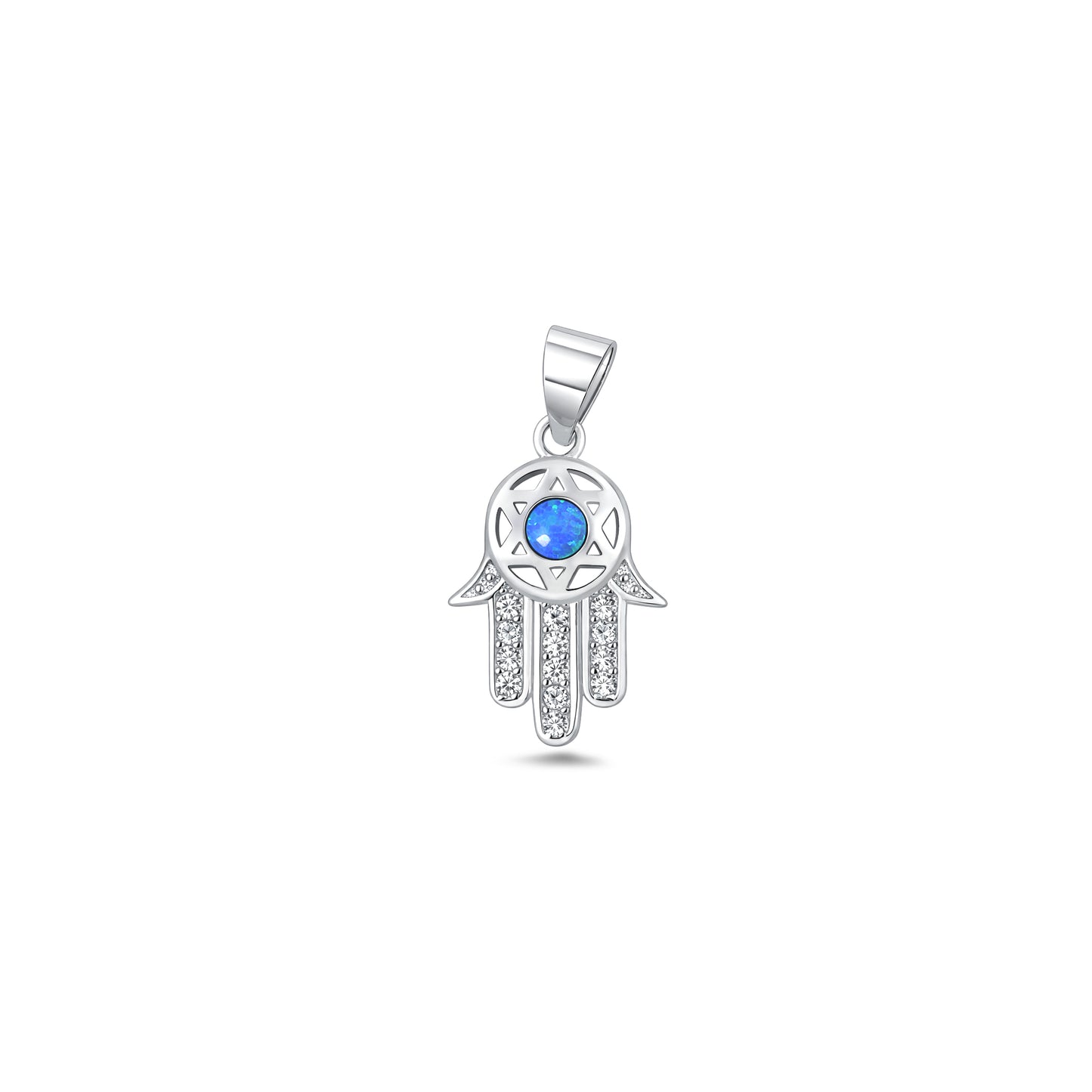 Silver Lab Opal Pendant - Hamsa