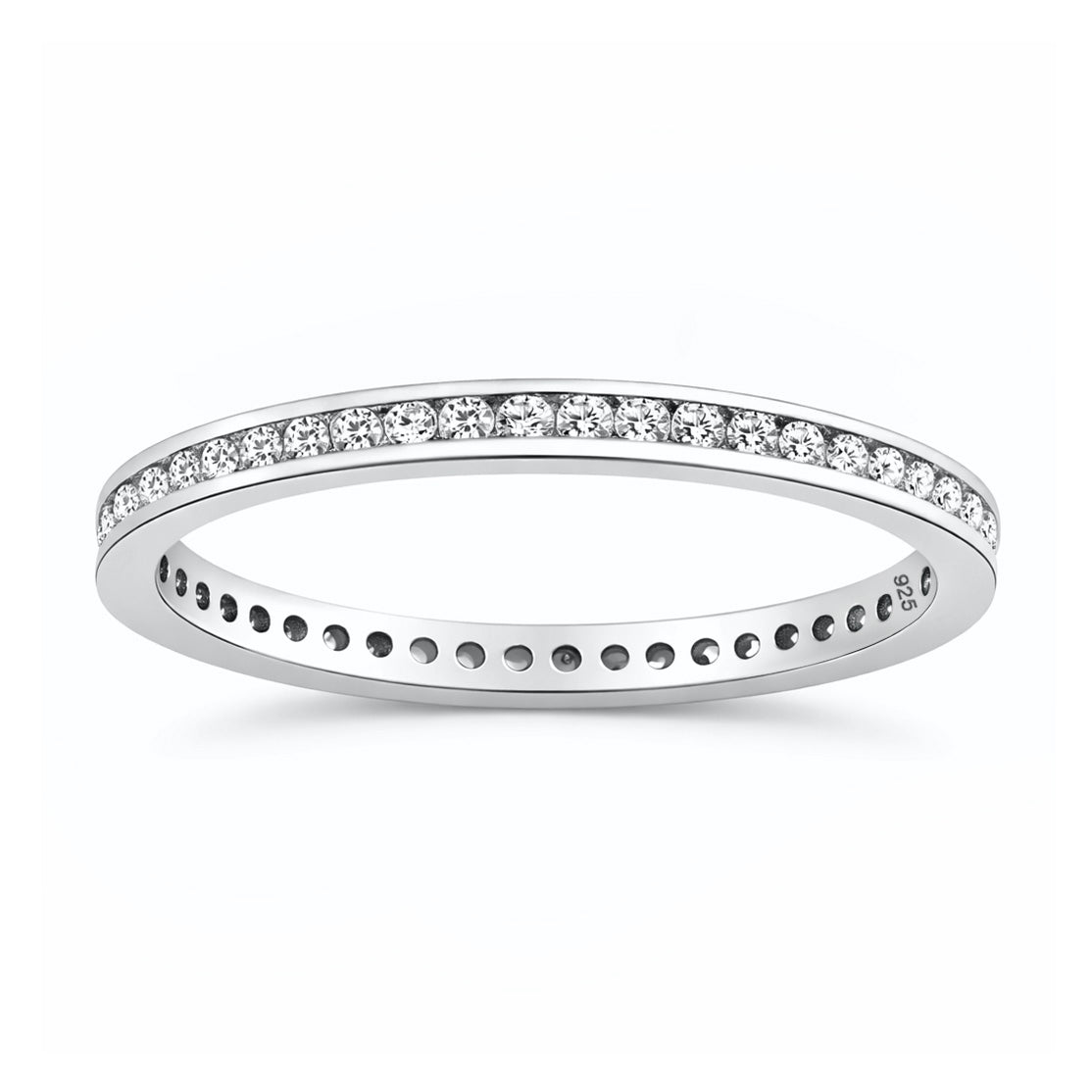 Silver Eternity Ring 2mm - Clear CZ