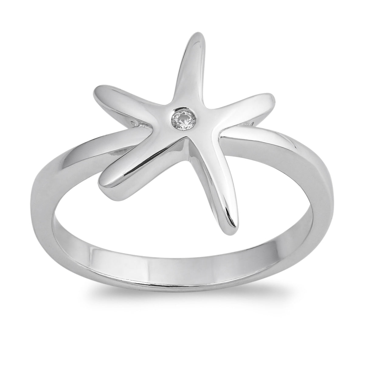 Silver CZ Ring - Starfish
