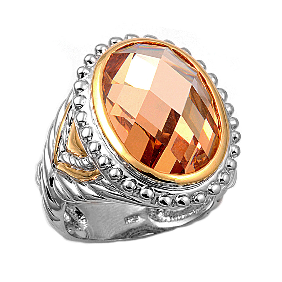 Silver CZ Ring - Two-Tone