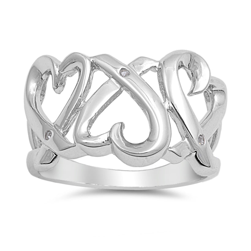 Silver CZ Ring - Heart