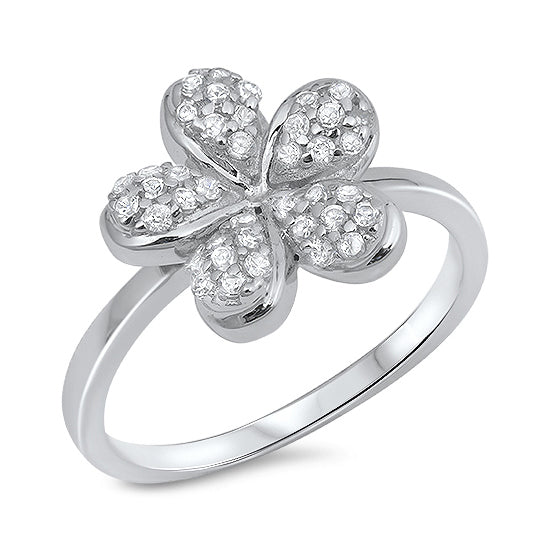 Silver CZ Ring - Plumeria