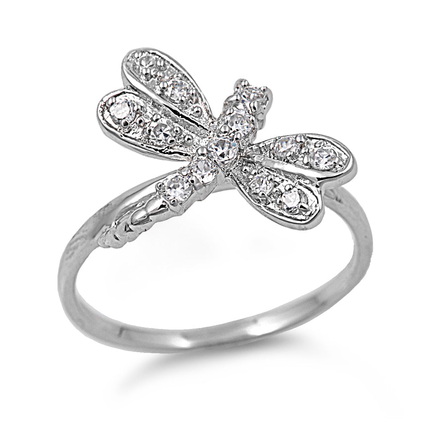 Silver CZ Ring - Dragonfly