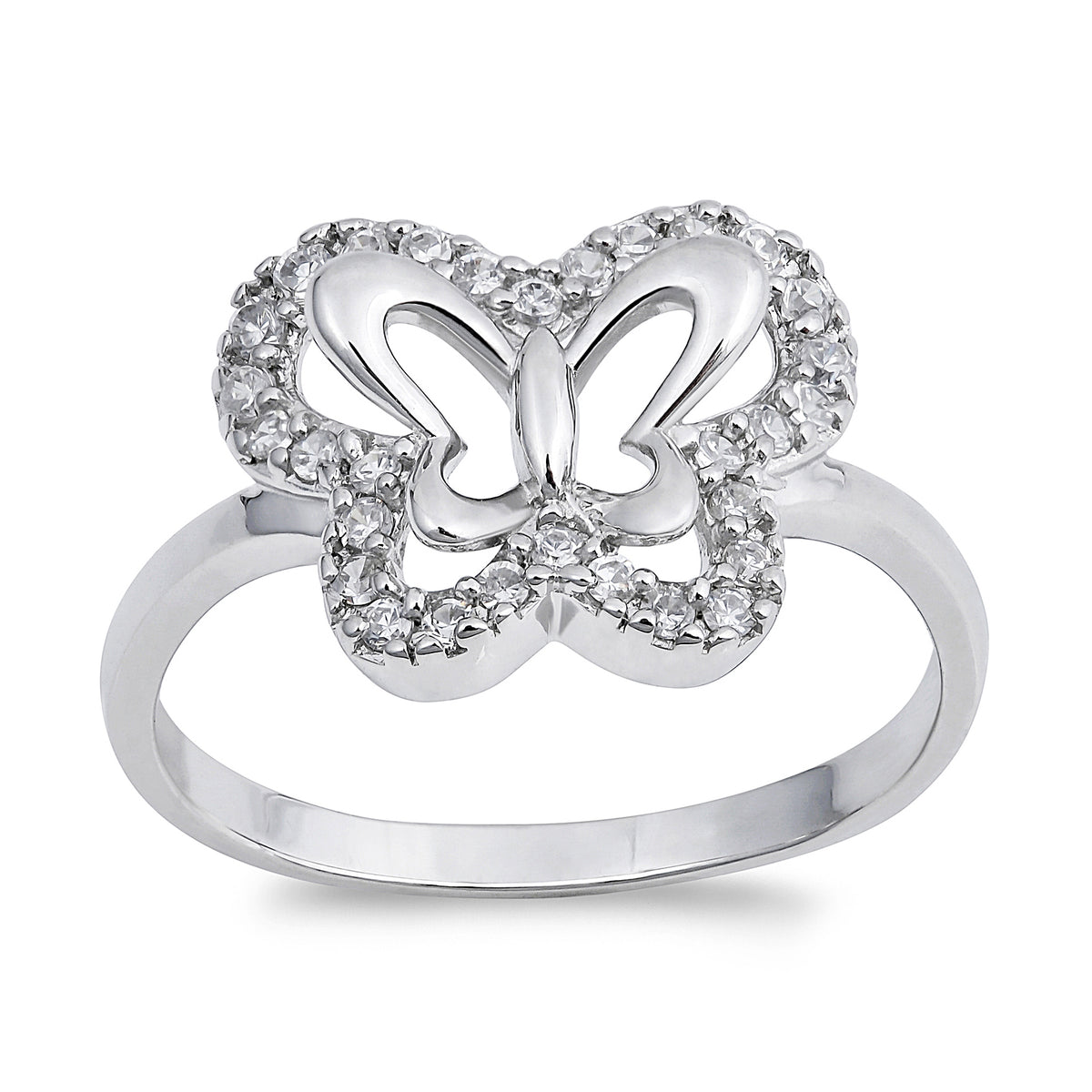 Silver CZ Ring - Butterfly