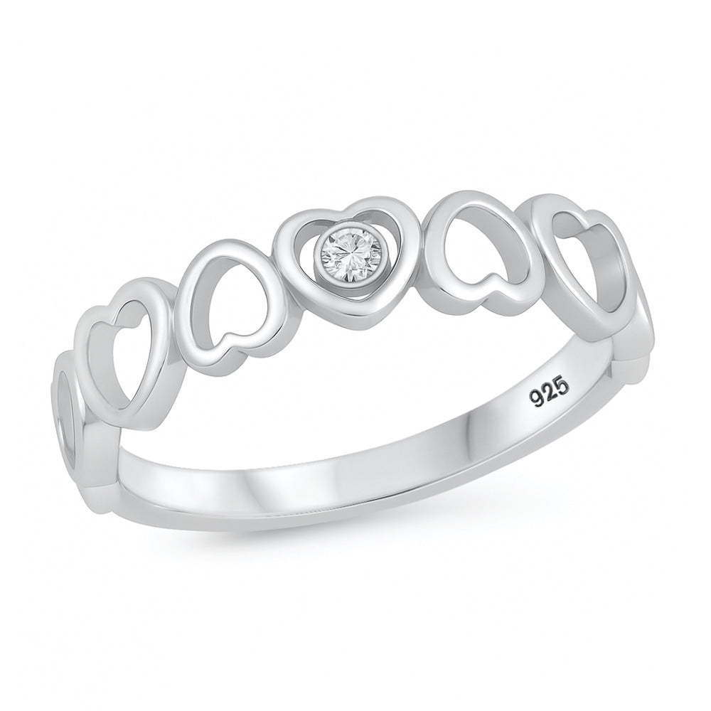 Silver CZ Ring - Heart