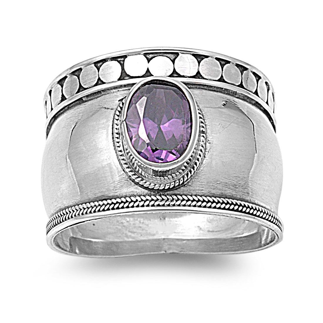 Silver CZ Ring - Bali Design