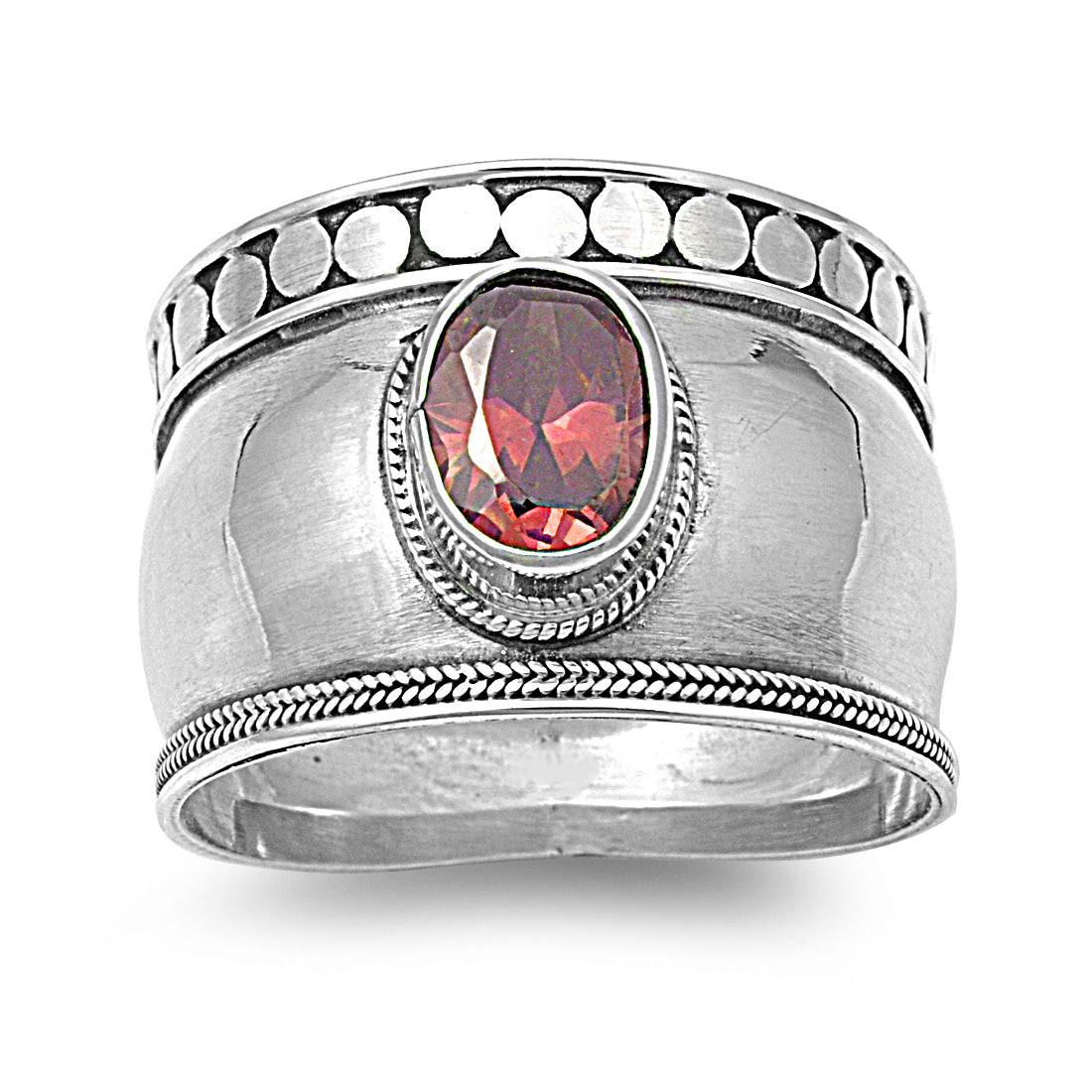 Silver CZ Ring - Bali Design