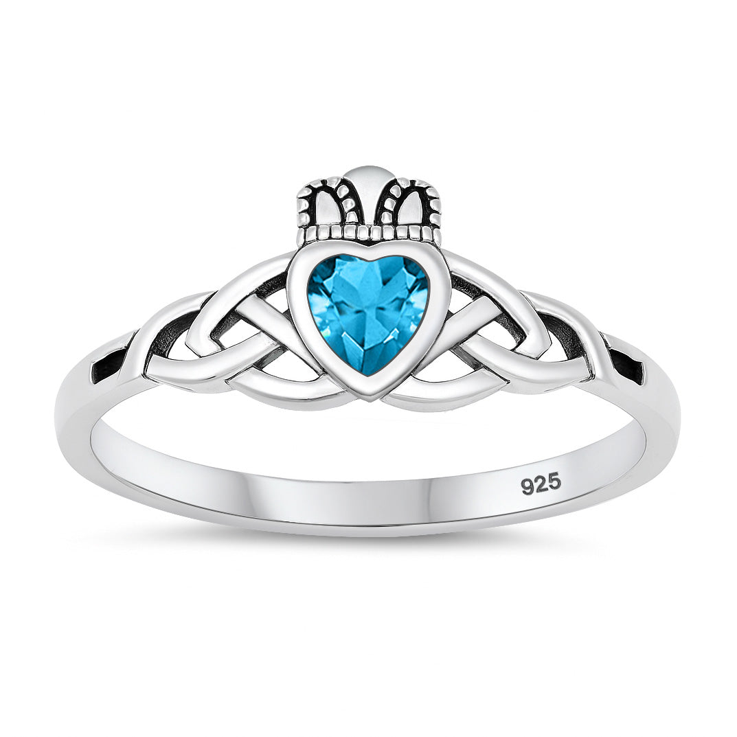 Silver CZ Ring - Claddagh ring