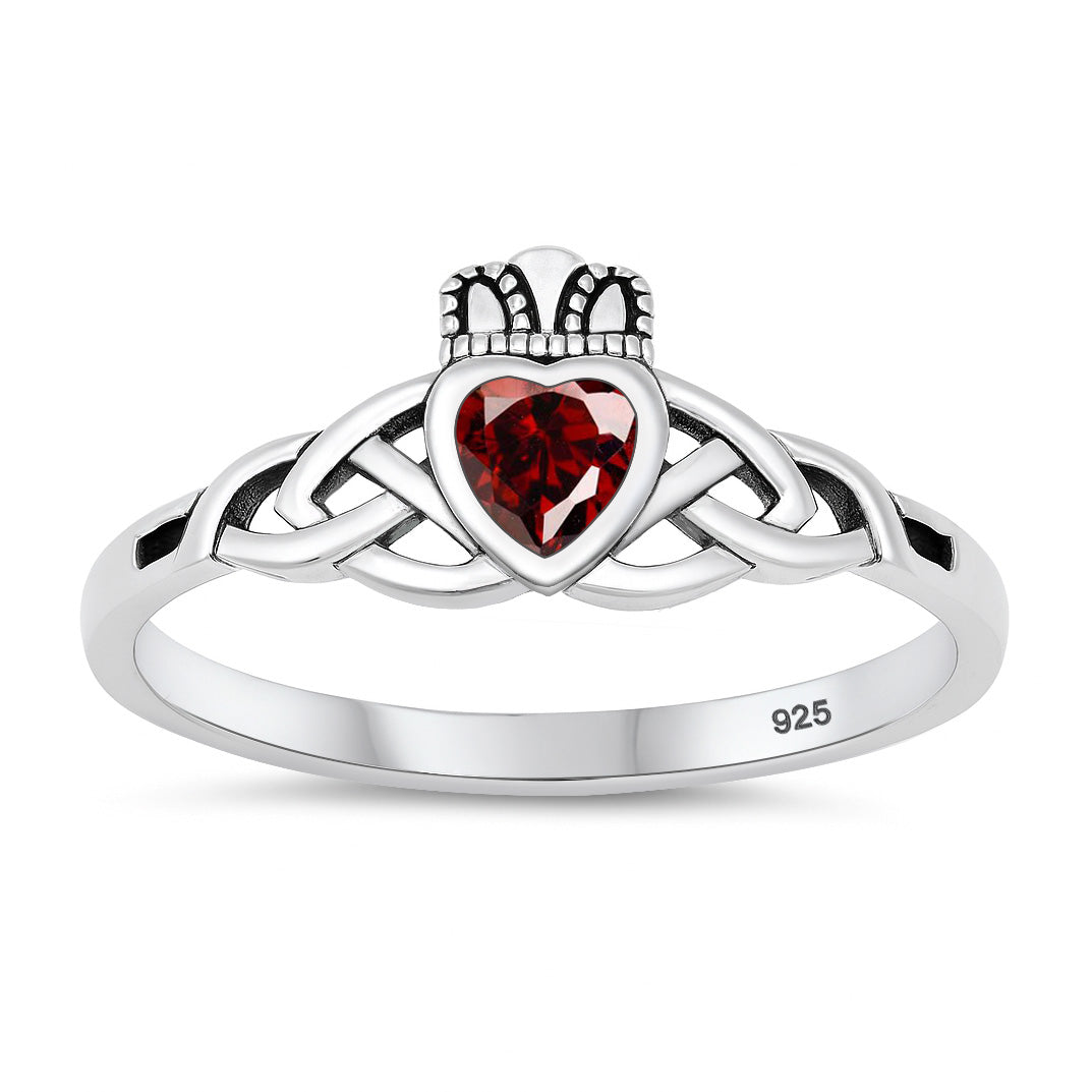 Silver CZ Ring - Claddagh ring