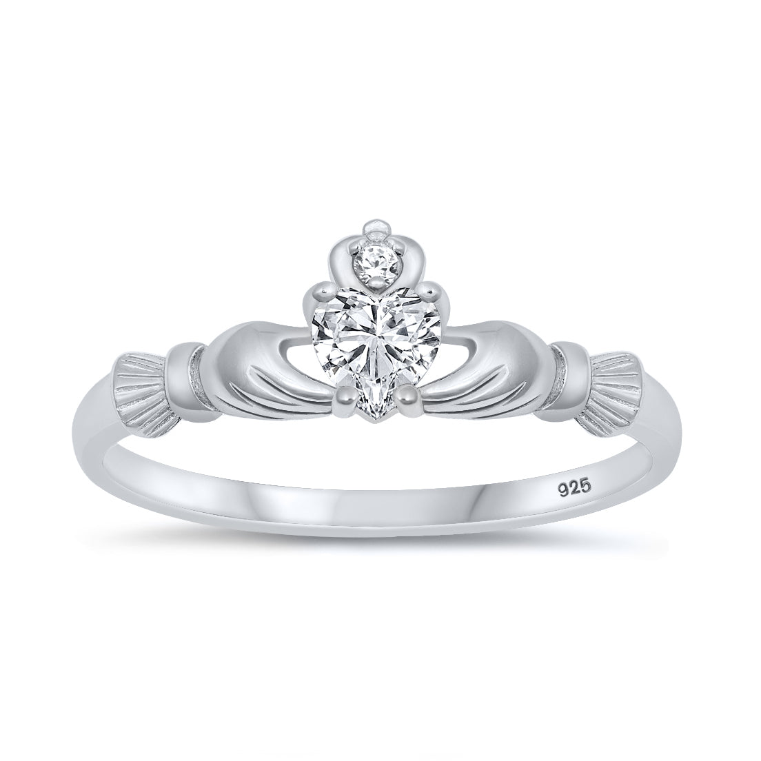 Silver CZ Ring - Claddagh Ring