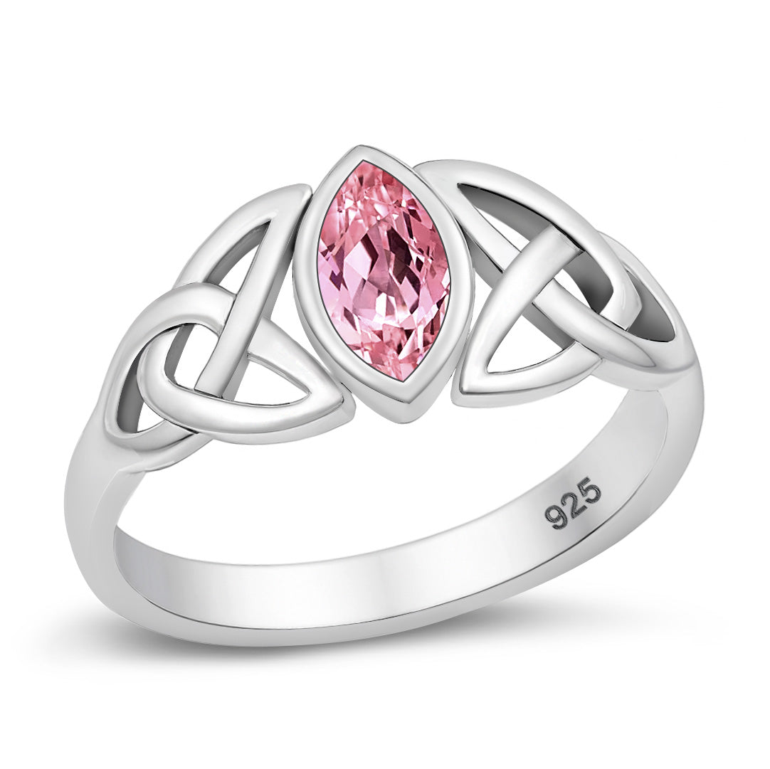 Silver CZ Ring - Celtic Design