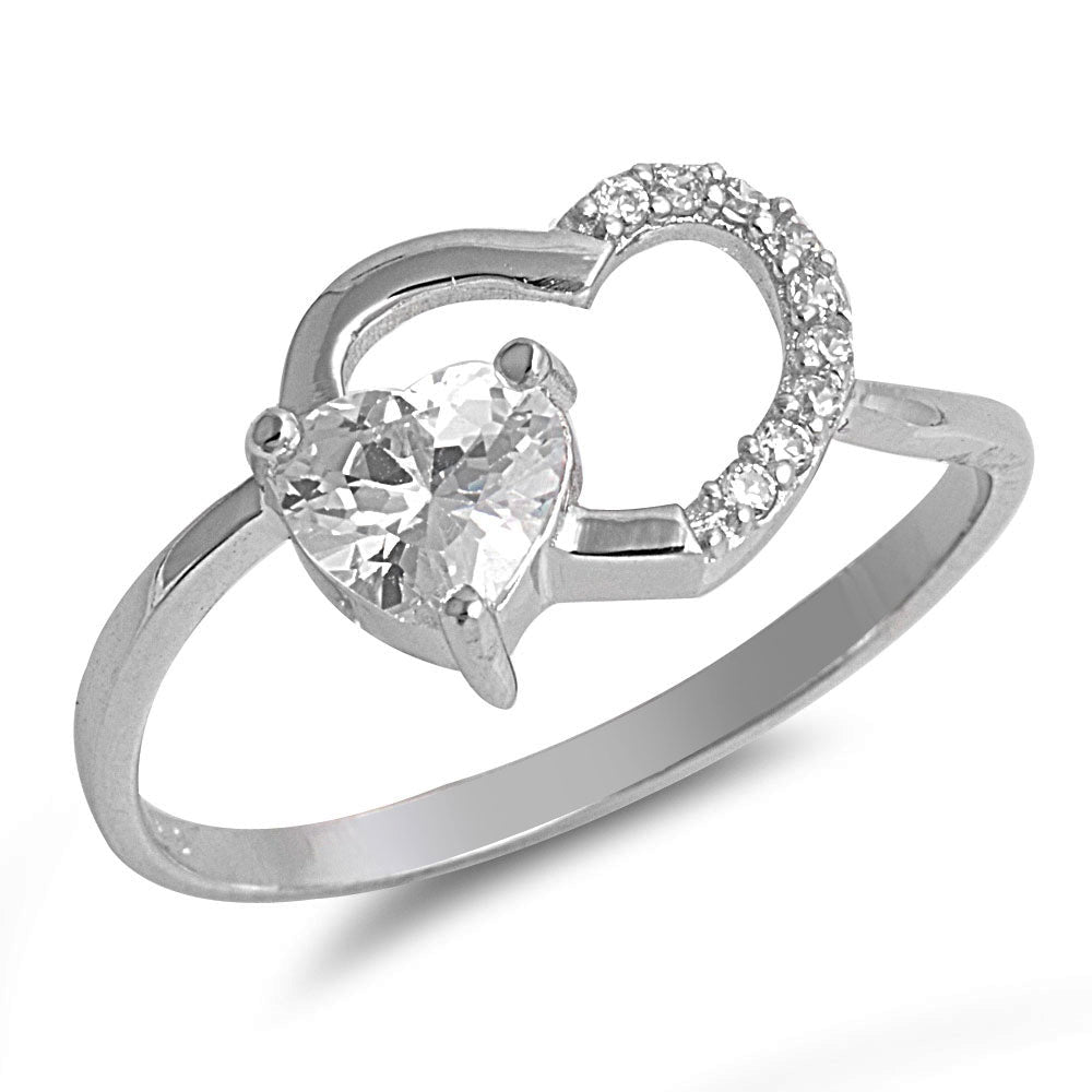 Silver CZ Ring - Hearts