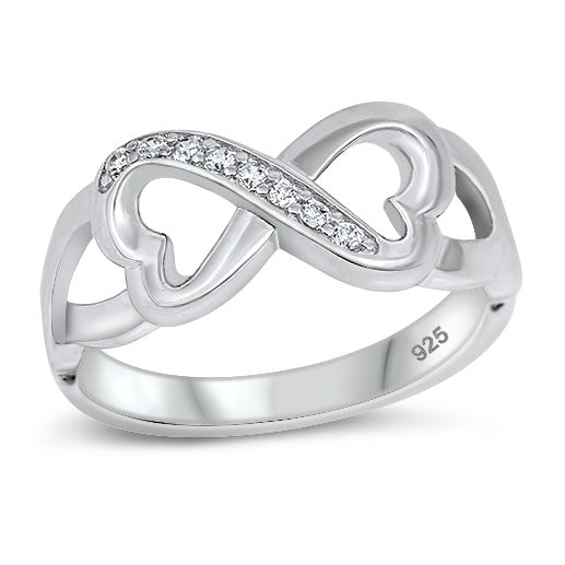 Silver CZ Ring - Infinity Heart