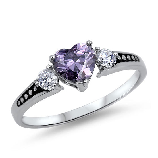 Silver CZ Ring - Heart