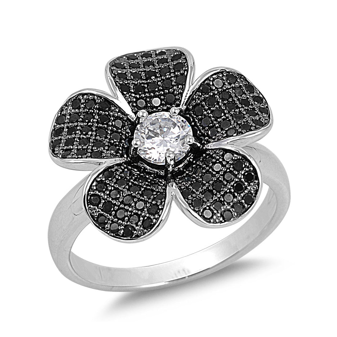 Silver CZ Ring - Flower