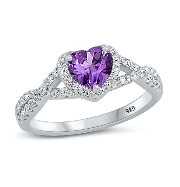 Silver CZ Ring - Heart