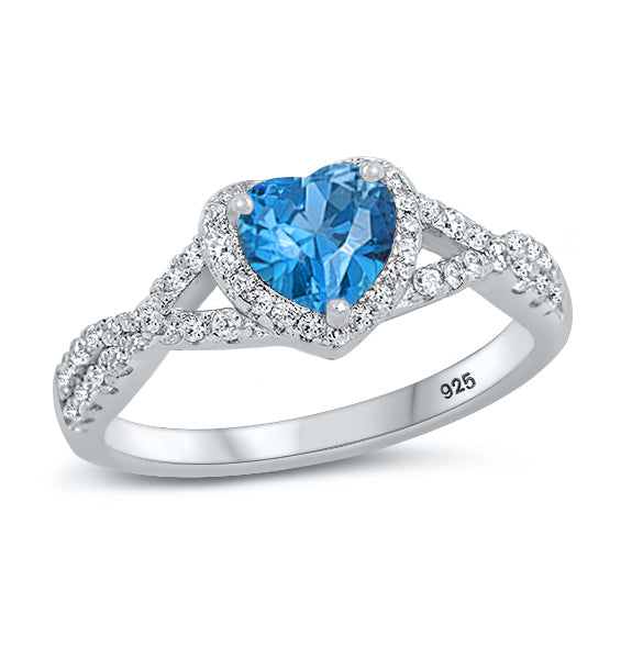 Silver CZ Ring - Heart