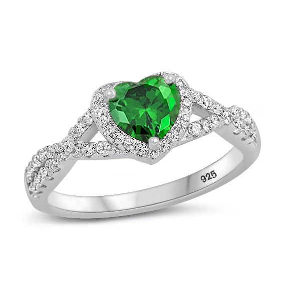 Silver CZ Ring - Heart