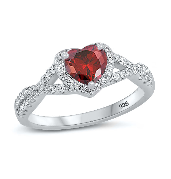 Silver CZ Ring - Heart