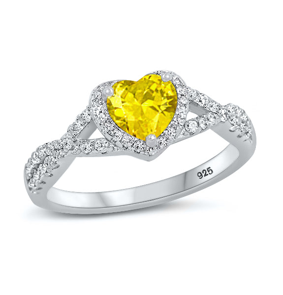Silver CZ Ring - Heart