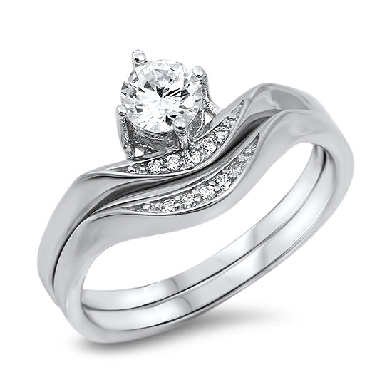 Silver Weding Ring Sets
