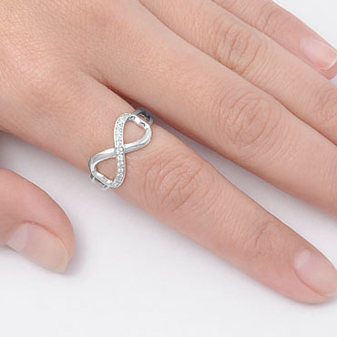 Silver CZ Ring - Infinity Heart