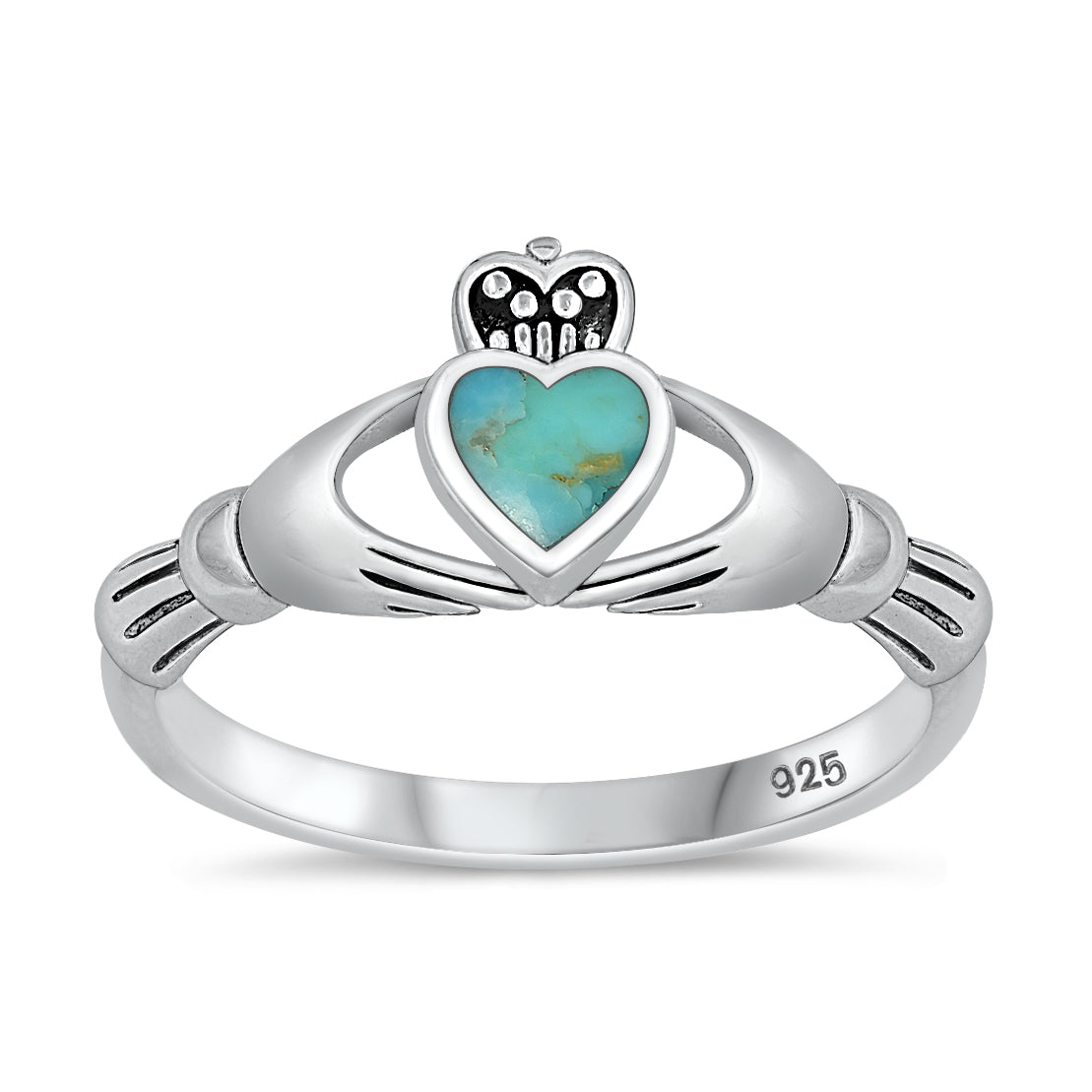 Silver Stone Ring - Claddagh