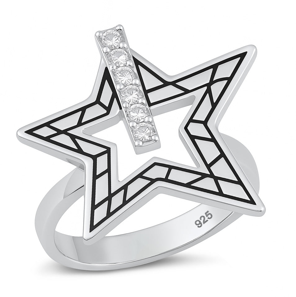 Silver CZ Ring - Star