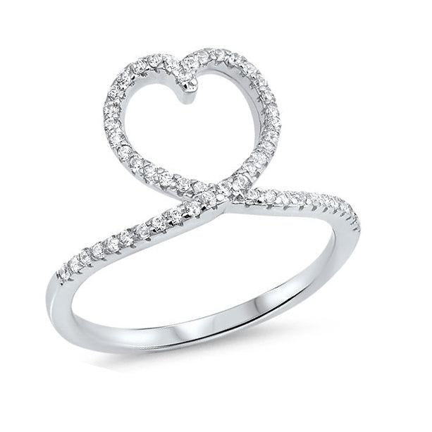 Silver CZ Ring - Heart