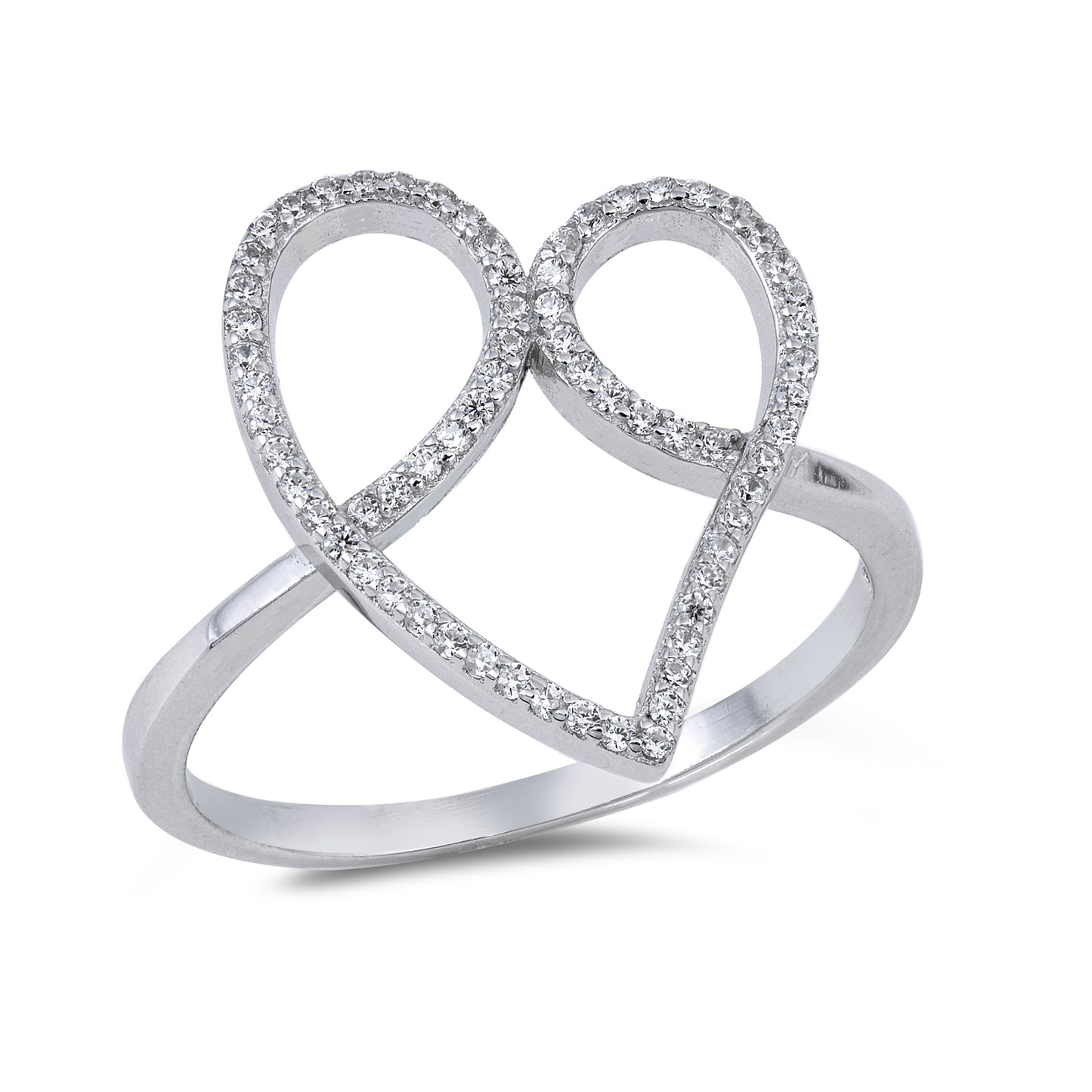 Silver CZ Ring - Heart