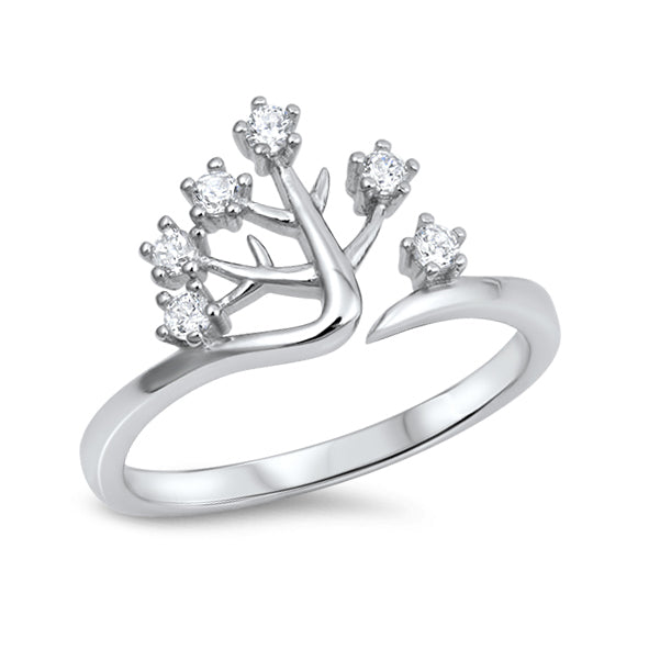 Silver CZ Ring - Tree