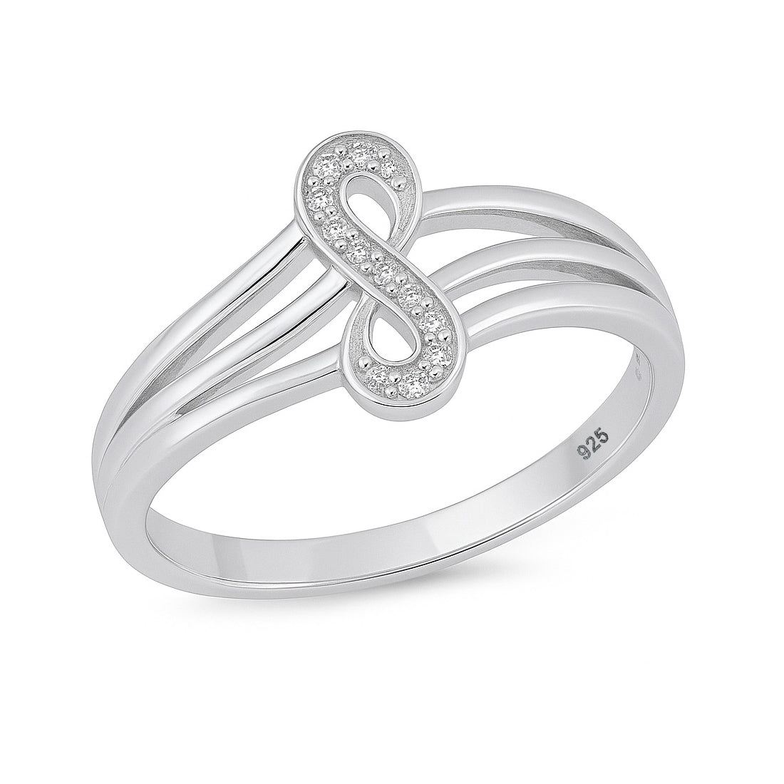 Silver CZ Ring - Vertical Infinity