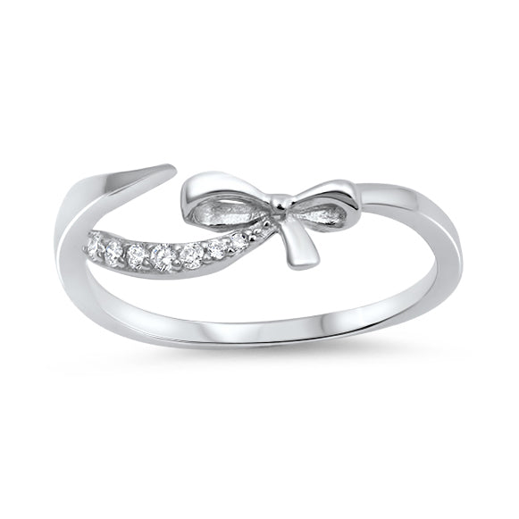 Silver CZ Ring - Bow