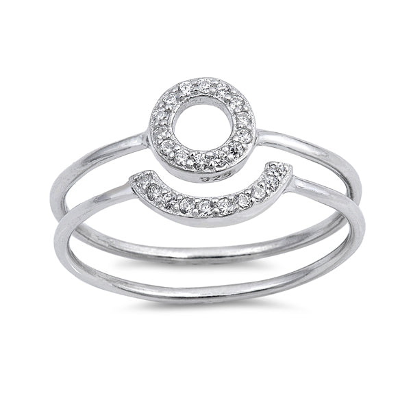 Silver Ring W/ CZ - Open Circle Set