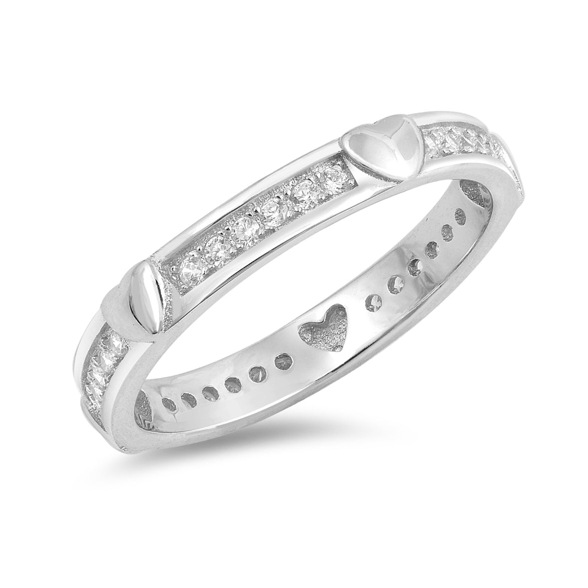 Silver Ring W/ CZ - Hearts