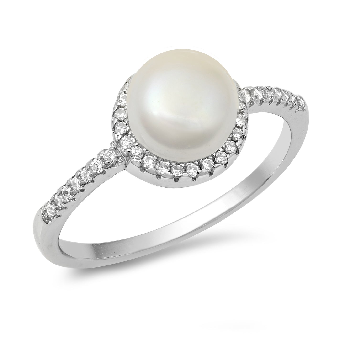 Silver CZ Ring - Pearl