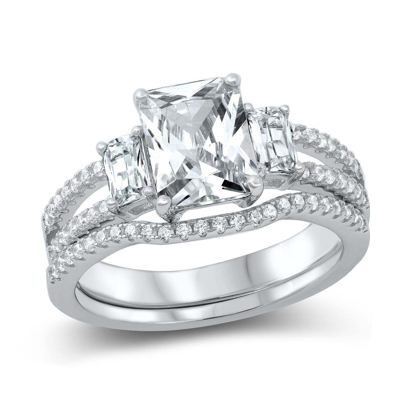 Silver CZ Ring - Wedding Set