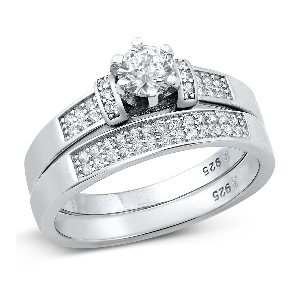 Silver CZ Ring - Wedding Set