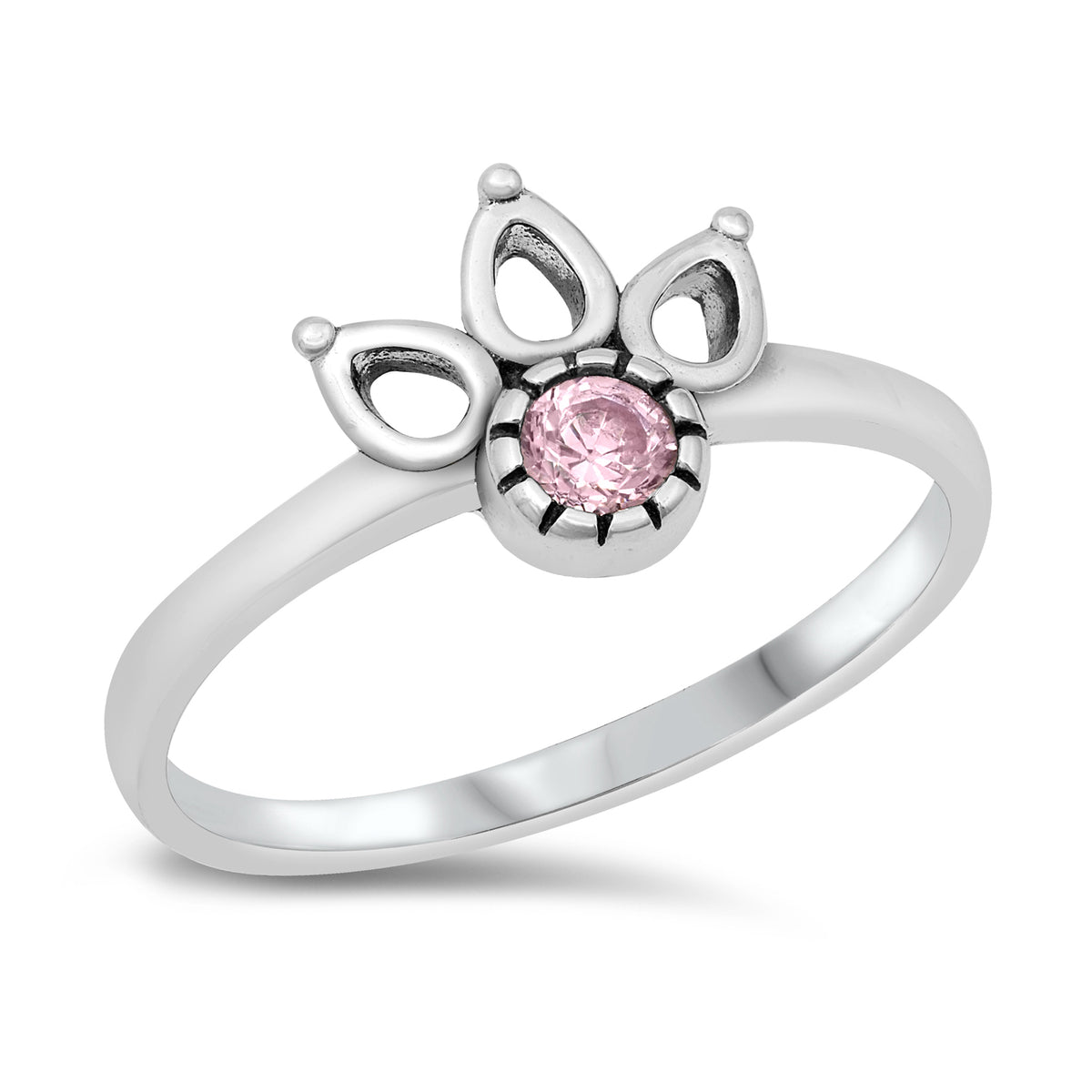 Silver CZ Ring - Bali Design