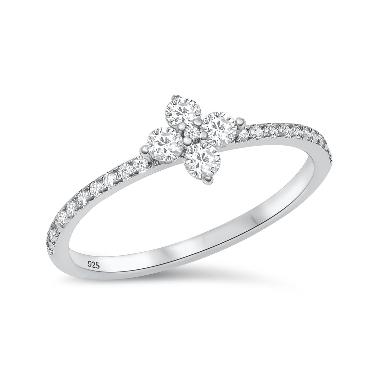 Silver CZ Ring - Flower